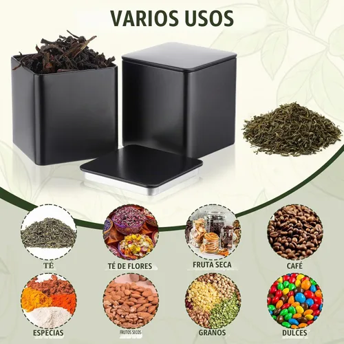 Vista 6 de Suclain 50 latas de té de metal con tapa hermética para té suelto, negro, 8