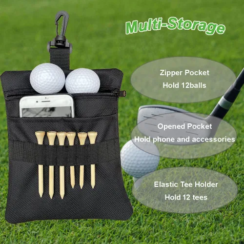 Vista 3 de Bolsa de tee de golf CORECISE, bolsa de bolas de golf con cierre, bolsa de accesorios para hombres