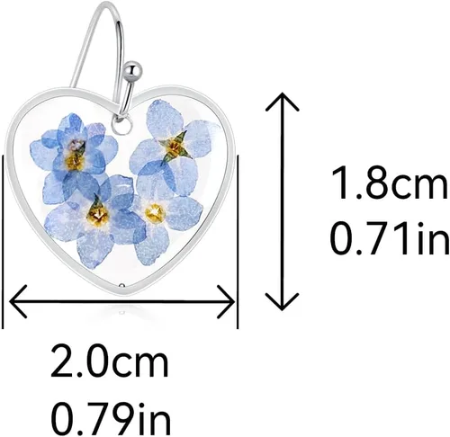 Vista 9 de Pressed Flower Earrings,Handmade Forget-Me-Not and Queen Anne's Lace Wildflower Earrings,Unique Resin Dried Flower,Perfect for Parties