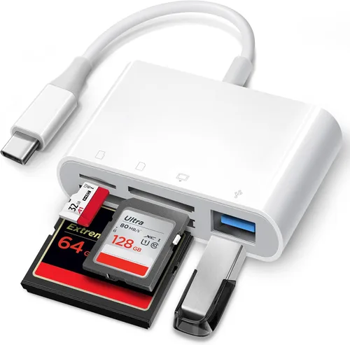 Vista 10 de Cámara Trail USB C Lector de tarjetas SD, ChiaoPio 2 en 1 USB-C a adaptador de tarjeta de memoria con SD MicroSD de doble ranura compatible