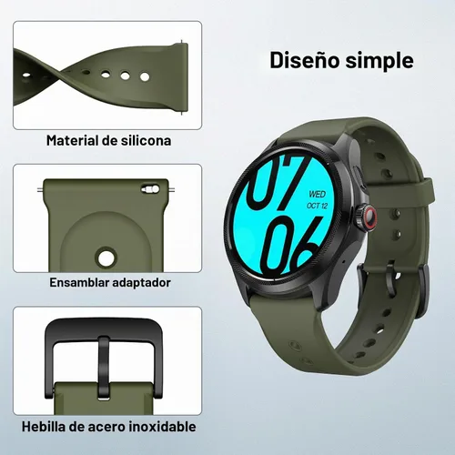 Vista 3 de Ticwatch Pro 5 - Correa de repuesto para reloj inteligente, 0.945 in de ancho, correa de reloj de silicona de liberación rápida, solo para reloj Pro