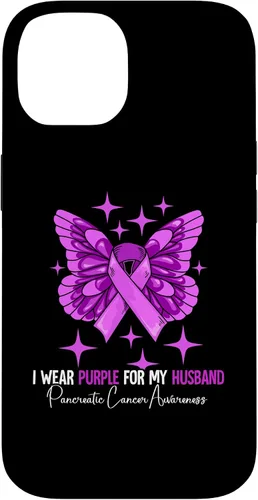 Vista 4 de I Wear Purple For My Husband Pancreatic Cancer Awareness Case for iPhone 16