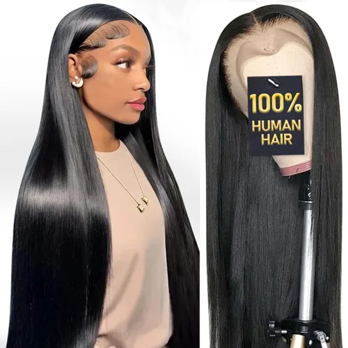 Vista 10 de Pelucas de encaje frontal HD de 13 x 6 pulgadas, densidad del 250 %, cabello humano 100% humano, sin pegamento, pelucas de cabello humano lacio