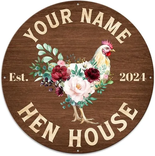 Vista 14 de MeMate Letrero decorativo de metal, letrero con nombre personalizado de gallinero, 8-24 pulgadas, letrero de granja, decoración de granja, regalos