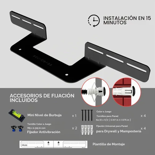 Vista 6 de Soporte de barra de sonido para graves Sonos Beam Gen 1 y 2 solamente Negro