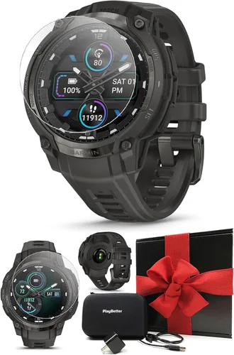 Vista 10 de Garmin Instinct Crossover Solar Tactical - Reloj inteligente híbrido resistente con manos analógicas y pantalla digital, caja de regalo con Negro