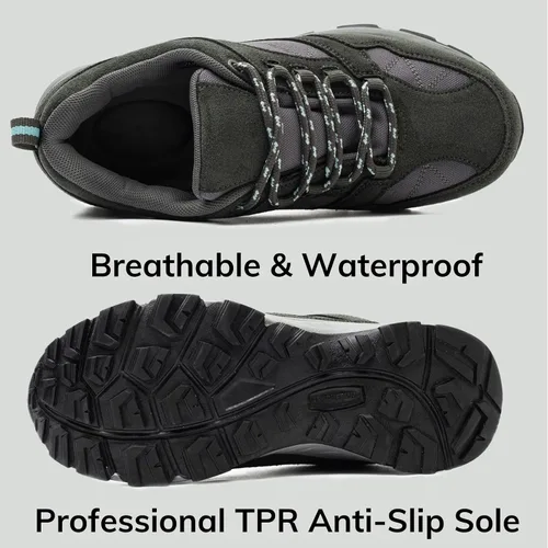 Vista 4 de COTTIMO Zapatos de senderismo para mujer, impermeables, cómodos, ligeros, antideslizantes, transpirables, para trabajo al aire libre