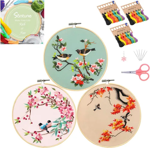 Vista 23 de Santune Paquete de 4 kits de bordado para principiantes, kits de punto de cruz y punto de aguja para adultos, juegos de punto con patrón de abeja