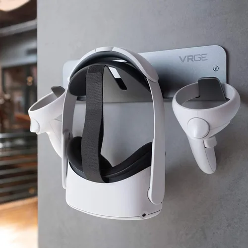 Vista 2 de VRGE VR Wall Mount Storage Stand Hook - for Meta/Oculus Quest 3/2 - Rift-S - HTC Vive Pro - PS5 VR2 - Valve Index and Mixed Reality Headsets