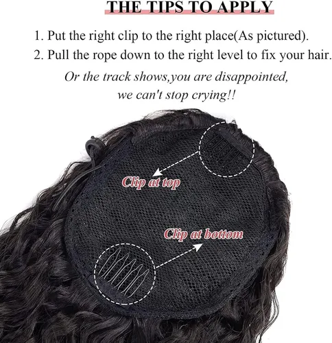 Vista 6 de Pelo Chignon - Cola de caballo rizada brasileña, cabello real de 10 a 28 pulgadas con cordón para el cabello, extensión de cola de caballo