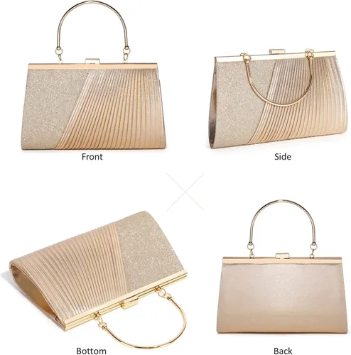 Vista 4 de Bolsos de noche para mujer con lentejuelas y purpurina bolsos de mano para mujer bolso de sobre bolso formal de boda fiesta de graduación