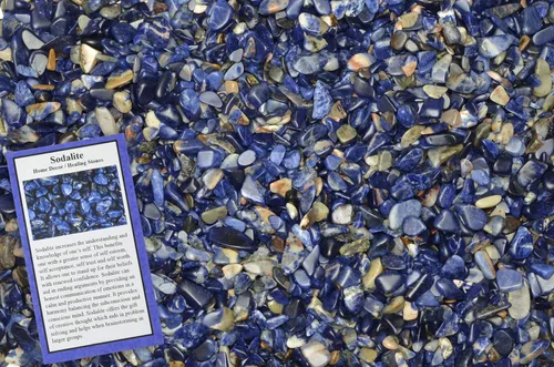 Vista 37 de Fantasia Materiales: 1 libra de piedras de tamaño de chip de aguamarina pulida con tarjeta de identificación