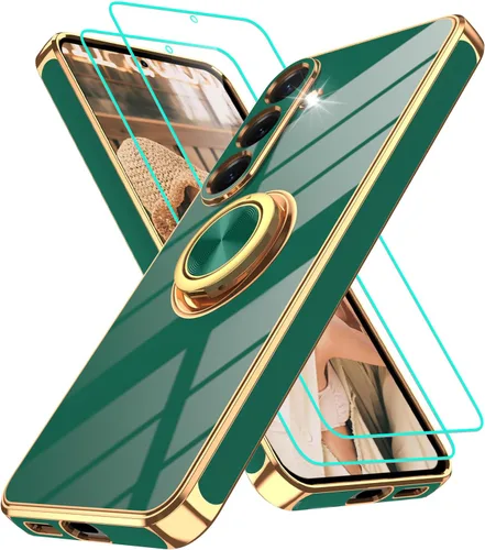 Vista 102 de Funda para Motorola Moto G 5G 2024: Funda Moto G Play 5G 2024 con 2 piezas de protectores de pantalla, soporte de anillo de rotación de 360°