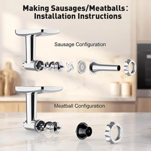 Vista 5 de COFUN Picadora de carne de acero inoxidable para mezclador KitchenAid Metal