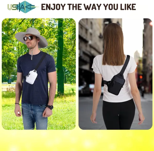 Vista 6 de USHAKE Mini bolso bandolera para hombres y mujeres Pequeña bolsa cruzada casual para teléfono para senderismo, viajes, regalo