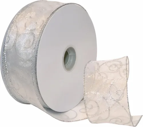 Vista 30 de Morex Ribbon Cintas transparentes con purpurina con espiral, cinta navideña para manualidades y decoraciones de Navidad, envoltura de regalos, 1.5