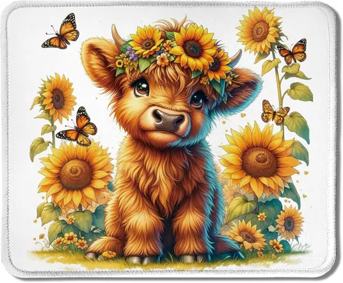 Vista 18 de Highland - Alfombrilla de mouse de vaca con lazo rosa coqueta floral para mouse inalámbricos, computadora portátil, accesorios de escritorio, 9.5 x