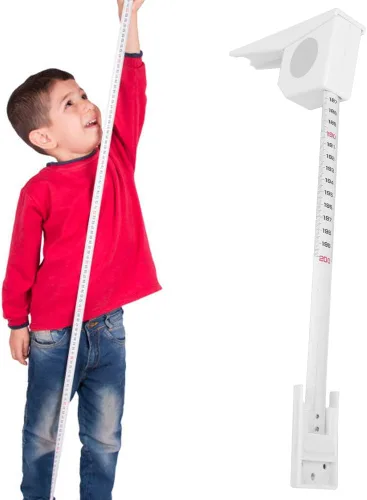 Vista 5 de Medición de altura, medidor de estatura de crecimiento montado en la pared, cinta métrica de altura de metal retráctil para niños y adultos (blanco)