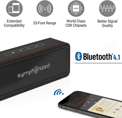Vista 5 de Symphonized Altavoces Bluetooth portátiles: pequeño altavoz Bluetooth para exteriores para patio y hogar, altavoces Bluetooth ruidosos para puerta