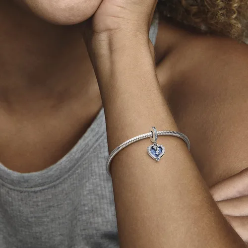 Vista 5 de PANDORA Colgante doble de corazón de estrella fugaz celestial 792356C01, Plata esterlina Zirconia cúbica