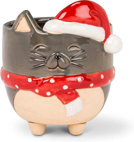 Vista 6 de Abbott Collection - Maceta de gres con gato en patas - Grande (12.7 cm de alto) Gres, gris, 5 "H