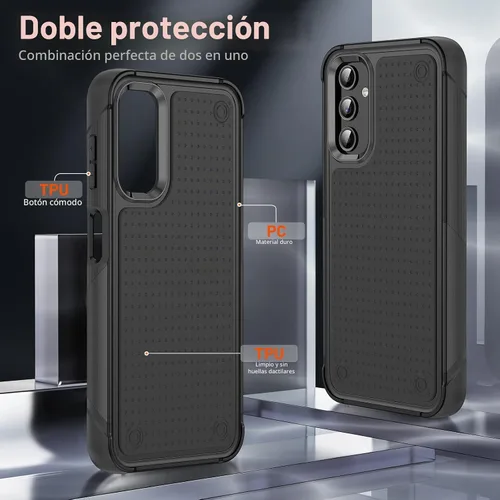 Vista 4 de Funda diseñada para Samsung Galaxy A14 5G, regalo 2 en 1, protección contra caídas de grado militar, resistente a prueba de golpes, para Galaxy A14