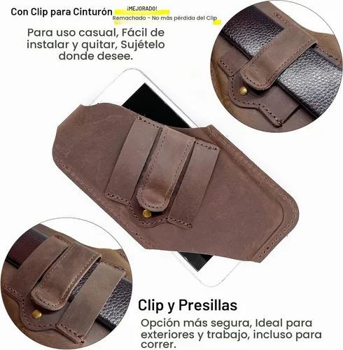 Vista 2 de TobbinGear Funda de cuero para teléfono móvil con clip para cinturón, bolsa de cinturón de cuero, funda universal para teléfono en el cinturón