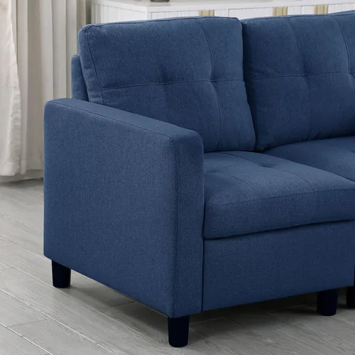 Vista 4 de Sofá modular de 55 pulgadas con otomana móvil, sofá de 2 asientos para espacios pequeños, sofá de nube en forma de L, sofá modular pequeño para sala