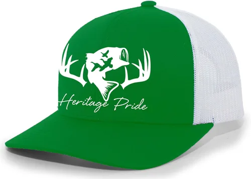 Vista 13 de Heritage Pride Sombrero de camionero de malla bordada para hombre de caza de pato de pesca de ciervos