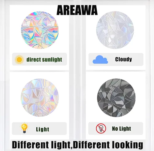 Vista 6 de 6 calcomanías de mandala para ventana para prevención de huelgas de pájaros, reutilizable, diseño de arco iris que se adhiere para salvar pájaros