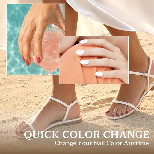 Vista 6 de Juego de esmaltes de uñas rosa coral, juego de 3 piezas a base de agua vegano melocotón y rubor nude con capa superior brillante Uñas frescas