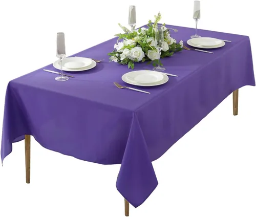 Vista 18 de Paquete de 2 Manteles Redondos de 120 Pulgadas de Carbón, Mantel de Poliéster Lavable para Uso en el Hogar, Fiestas, Bodas o Restaurantes. Gris
