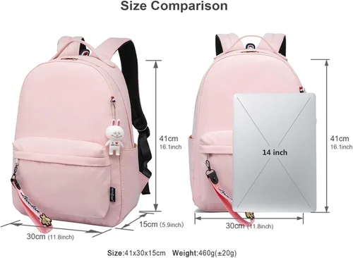 Vista 2 de PaPama Mochila resistente al desgaste para adolescentes, bolsa de viaje Monster High ligera para estudiantes, Rosado2