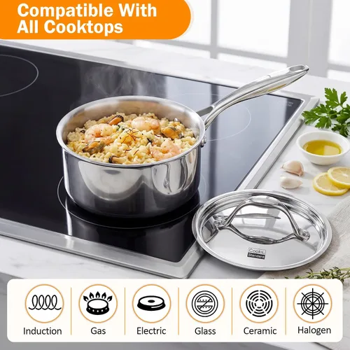 Vista 5 de Cocineros Standard Olla con múltiples capas de acero inoxidable (3 qt), Acero inoxidable