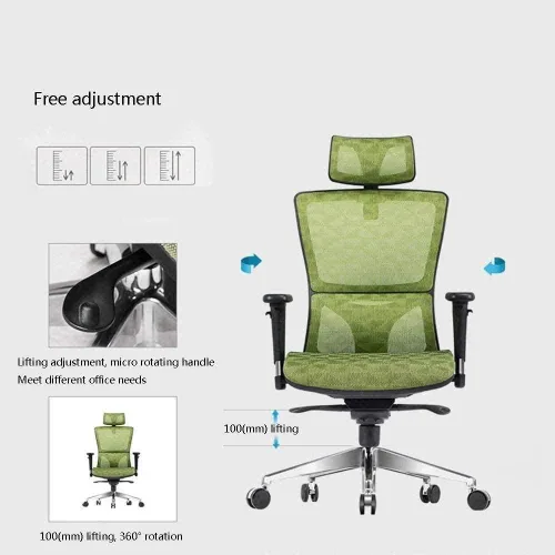 Vista 3 de Commercial Ergonomic High Back Executive Mesh Chair, with Adjustable Lumbar Support, Headrest and 3D Armrests Configure Chassis Functions(Black)