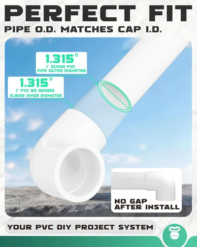 Vista 3 de 1 Inch PVC Elbow Fittings, 90 Degree SCH40 for 1.315" OD