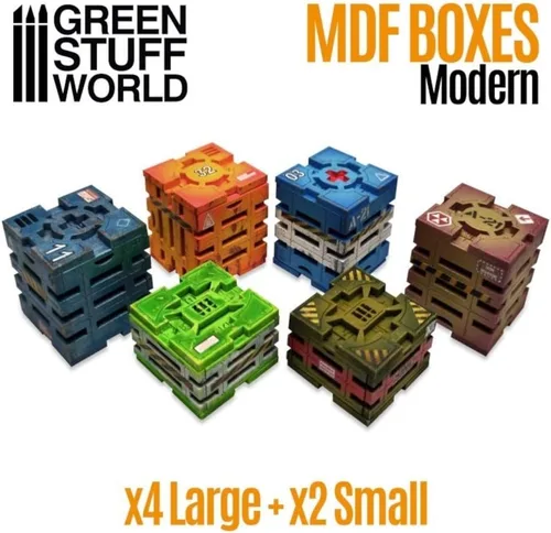 Vista 3 de Green Stuff World Cajas MDF para modelos y miniaturas – Cajas modernas de ciencia ficción 10299