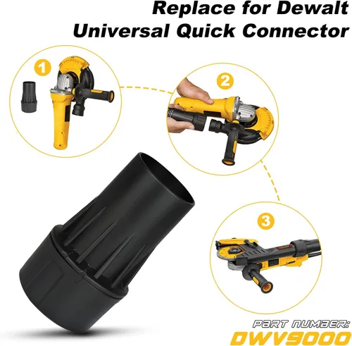 Vista 3 de 1 paquete de repuesto para conector universal Dewalt DWV9000 compatible con extractores de polvo DeWalt, color negro