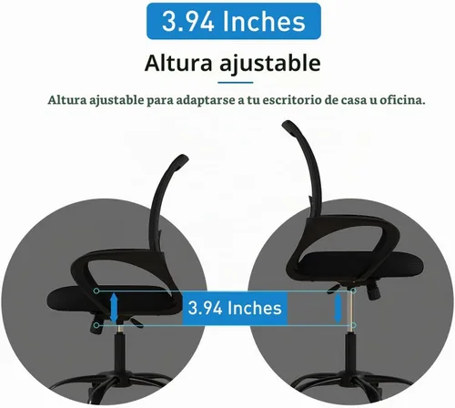 Vista 6 de Bonzy Home Juego de 2 sillas ergonómicas de oficina, sillas de sala de conferencias con ruedas, silla de escritorio de malla para computadora