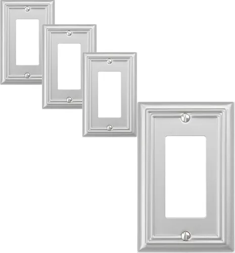 Vista 9 de OKAWYC Adler - Placa de pared de metal para interruptor de luz de palanca/decorador, paquete de 2 unidades, níquel cepillado, 2 Gang