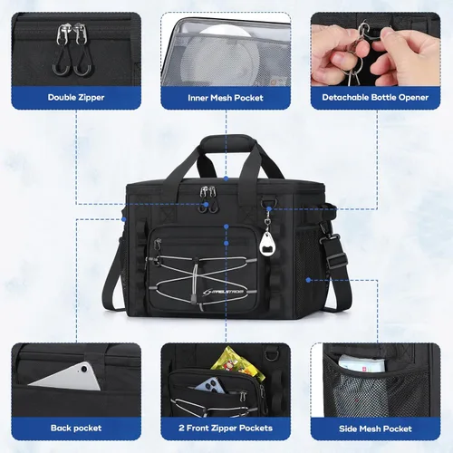 Vista 4 de Maelstrom Soft Sided Cooler Bag, 30/40 Can Collapsible Insulated Ice Chest, Large Leakproof Portable Storage for Camping, Travel, Kayaking & Beach