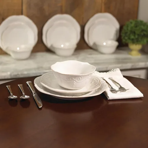 Vista 6 de Lenox French Perle - Juego de vajilla de 12 piezas, color blanco, con platos decorativos