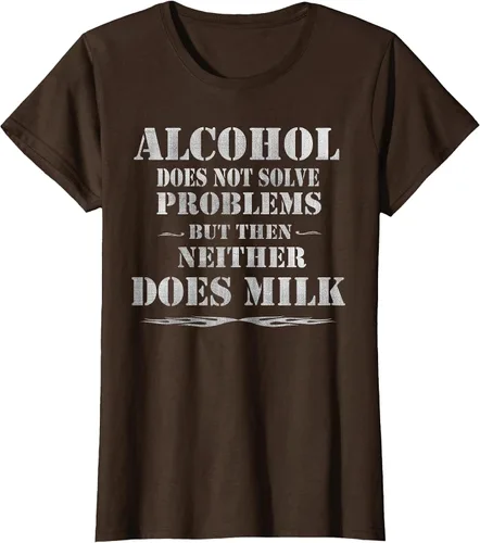 Vista 32 de Alcohol Does Not Solve Problems. But Then, Neither Does Milk T-Shirt Asphalt Grey