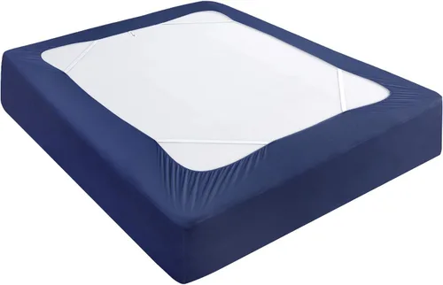 Vista 11 de Funda de somier, tamaño individual, falda de cama de 4 lados con envoltura Blanco
