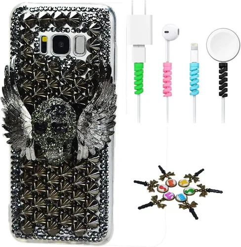 Vista 19 de Sparkle Funda compatible con Samsung Galaxy J2 Prime – Elegante funda 3D hecha a mano con diseño floral de búho nocturno con protector de cable