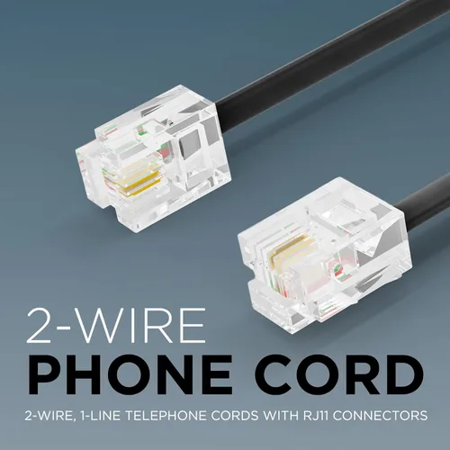 Vista 2 de THE CIMPLE CO Cable de línea telefónica de 25 pies, cable de extensión modular de teléfono de 25 pies, cable de 2 conductores (2 pines, 1 línea)