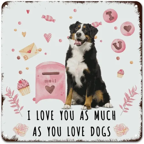 Vista 9 de Wall Decor Metal Sign Love Mails French Bulldog Sign I Love You As Much As You Love Dog Retro Street Hanging Sign Saint Valentine's Day Metal Plaque
