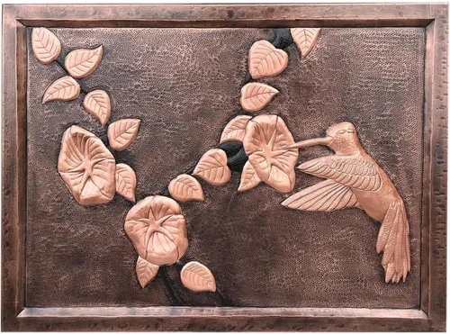 Vista 6 de CT Copper Tailor Protector contra salpicaduras de cobre para cocina, mural de azulejos de cobre martillado a mano, arte decorativo de pared de metal