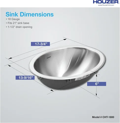 Vista 5 de OPUS Lavatory tazón ovalado, 6 en Deep 18 Ga, anidadas Bulk Pack