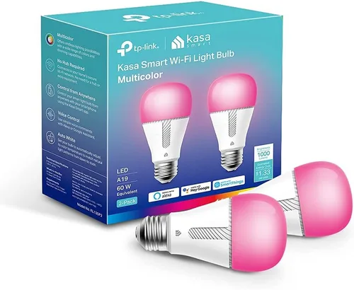 Vista 12 de Nueva bombilla inteligente Kasa Smart, bombilla WiFi inteligente regulable con cambio de color total compatible con Alexa y Google Home, A19, 9 W